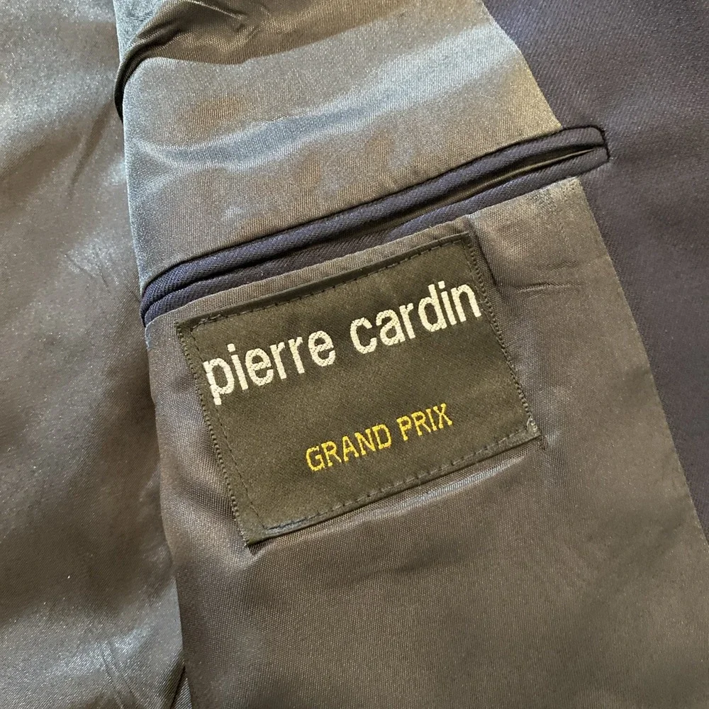 Pierre Cardin Blazer Mens 40L Navy‎ 100% Wool Brass Buttons Classic Sports Coat